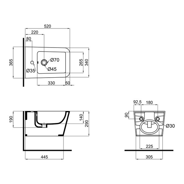 Біде підвісне Qtap Crow 520х360х290 White QT05555370W SD00040387 фото