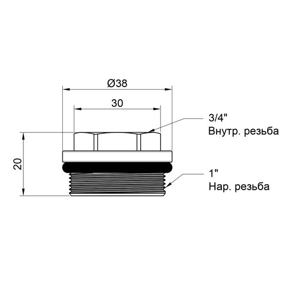 Футорка для колектора SD Plus 1"х3/4" ВЗ SD35420 SD00024116 фото