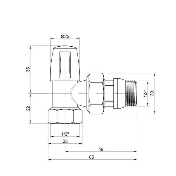 Кран радіаторний Icma 1/2" з антипротіканням кутовий без ручки №805+940 SD00017976 фото