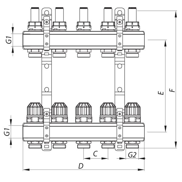 Колекторний блок з витратомірами Koer KR.1110-09 1"x9 ways (KR2646) 5c41a93b-dbfb-4294-812d-00f94a29e60e фото