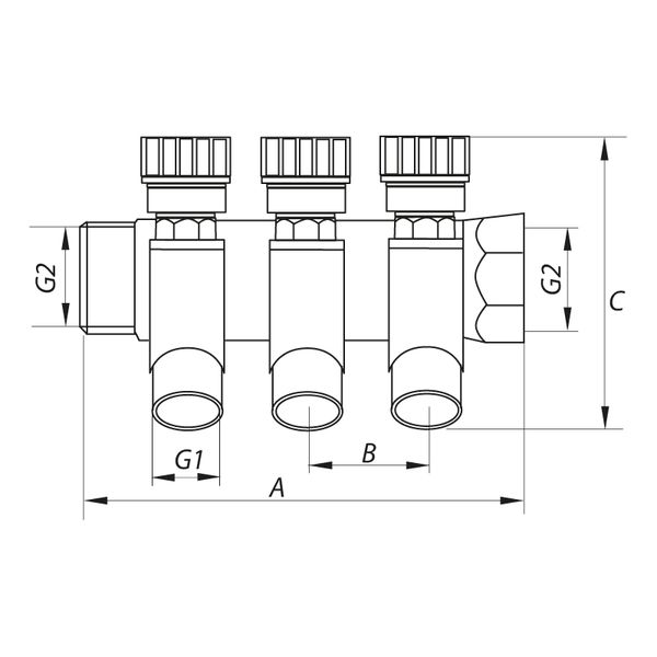 Колектор вентильний з фитингом Koer KR.1123-2 3/4"x2 ways (KR2829) ad134f76-2488-4518-b5f0-0fec994b21f2 фото