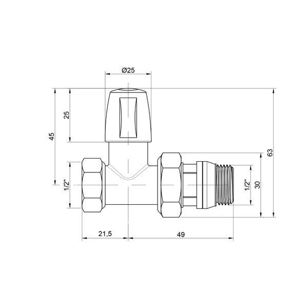 Кран радіаторний Icma 1/2" з антипротіканням прямий без ручки №815+940 SD00021130 фото