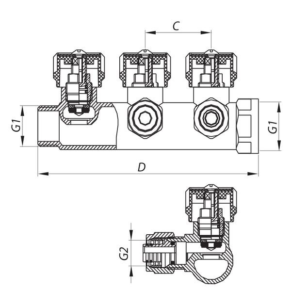 Колектор вентильний з фитингом Koer KR.1121-4 3/4"x4 ways (KR2652) cdadbec3-3d70-4a02-9cf1-23cc07b49765 фото