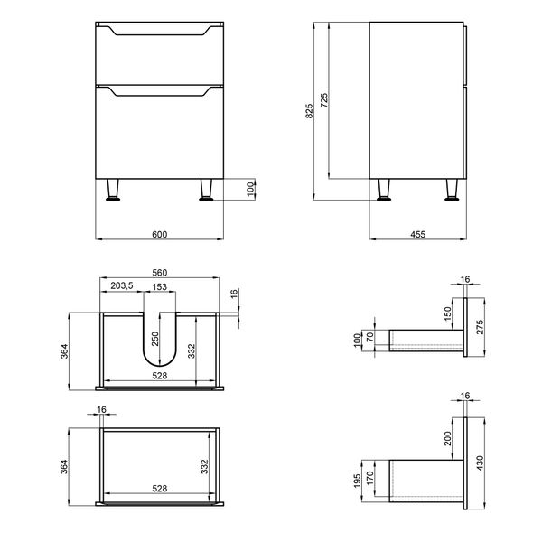 Тумба підлогова Qtap Scorpio 605х825х460 White QT1473TNВ601W SD00045062 фото