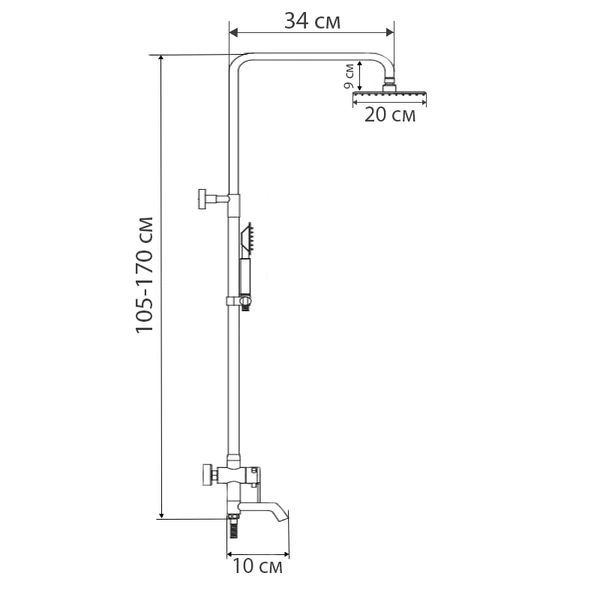 Душова колона зі змішувачем і подовжувачем Haiba Hansberg 009-J (HB0923) 136fcaec-53f1-48ae-af77-0afa2c5606eb фото