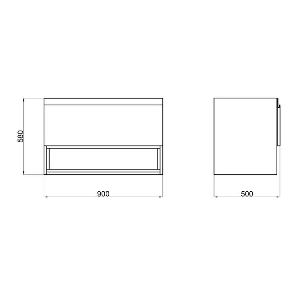 Тумба підвісна Qtap Robin 900х580х500 GRAPHITE/WHITISH OAK QT1374TPВ9002NGWO SD00050545 фото