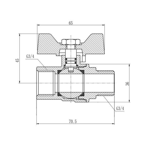 Кран кульовий SD Forte 3/4" ВЗ для газа (метелик) SF607G20 SD00010570 фото