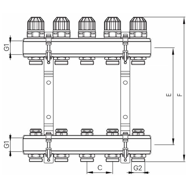 Колекторний блок з термостатичними клапанами Koer KR.1100-06 1"x6 ways (KR2632) fb533921-eda3-412b-9378-15b607fc8b41 фото