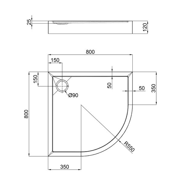 Душовий піддон Qtap Robin 308812C 80x80x12 см + сифон SD00046984 фото