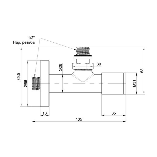 Комплект кранів SD Forte 1/2" НР для рушникосушарки кутовий SF395W15 SD00046628 фото