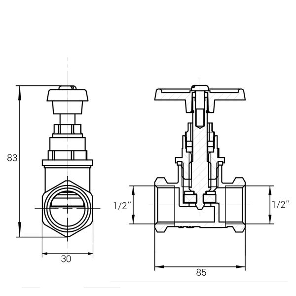 Кран ХВ вентильний прямий латунний 1/2″ВР х 1/2″ВР ливарний Б1111А VA 26272 фото