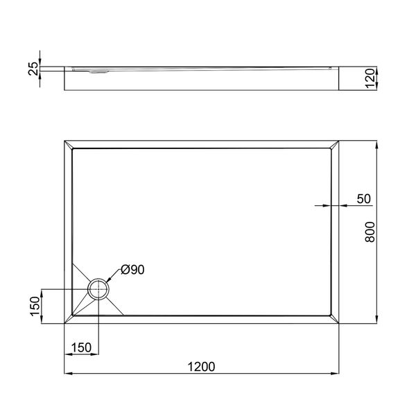 Душовий піддон Qtap Tern 3012812 120x80x12 см + сифон SD00046991 фото