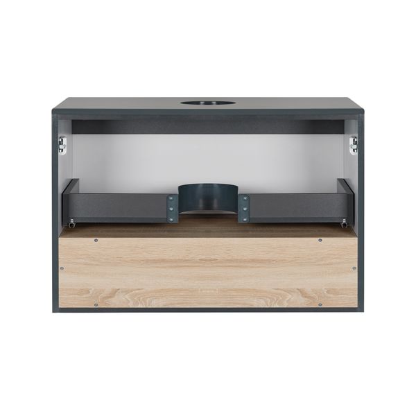 Тумба підвісна Qtap Robin 800х476х470 Graphite/Whitish oak зі стільницею QT1379TPН8002GWO SD00045868 фото