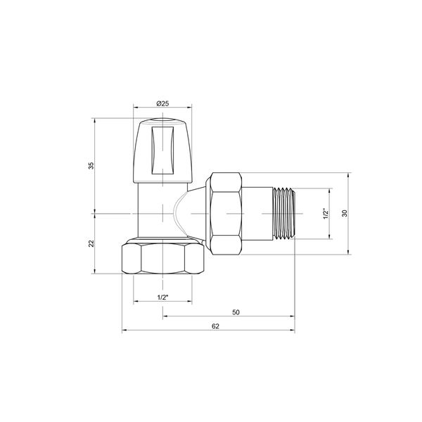 Кран радіаторний Icma 1/2" кутовий без ручки №805 SD00005552 фото