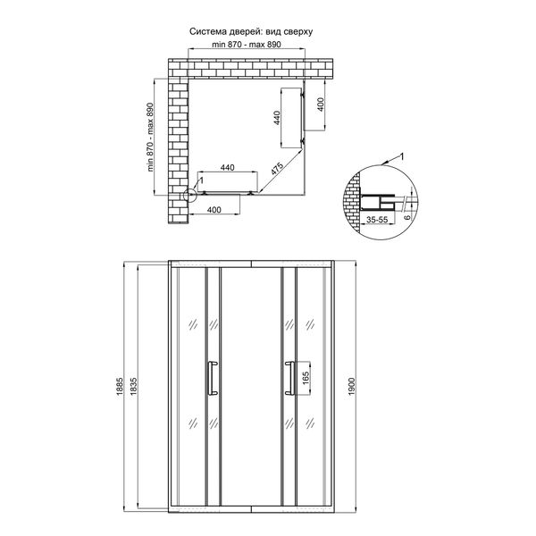 Душова кабіна Qtap Taurus BLA1099SC6 90х90 см, скло Clear 6 мм, покриття CalcLess, без піддона SD00039703 фото