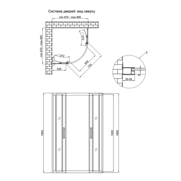 Душова кабіна Qtap Taurus BLA1099AC6 90х90 см, скло Clear 6 мм покриття CalcLess, без піддона SD00039705 фото